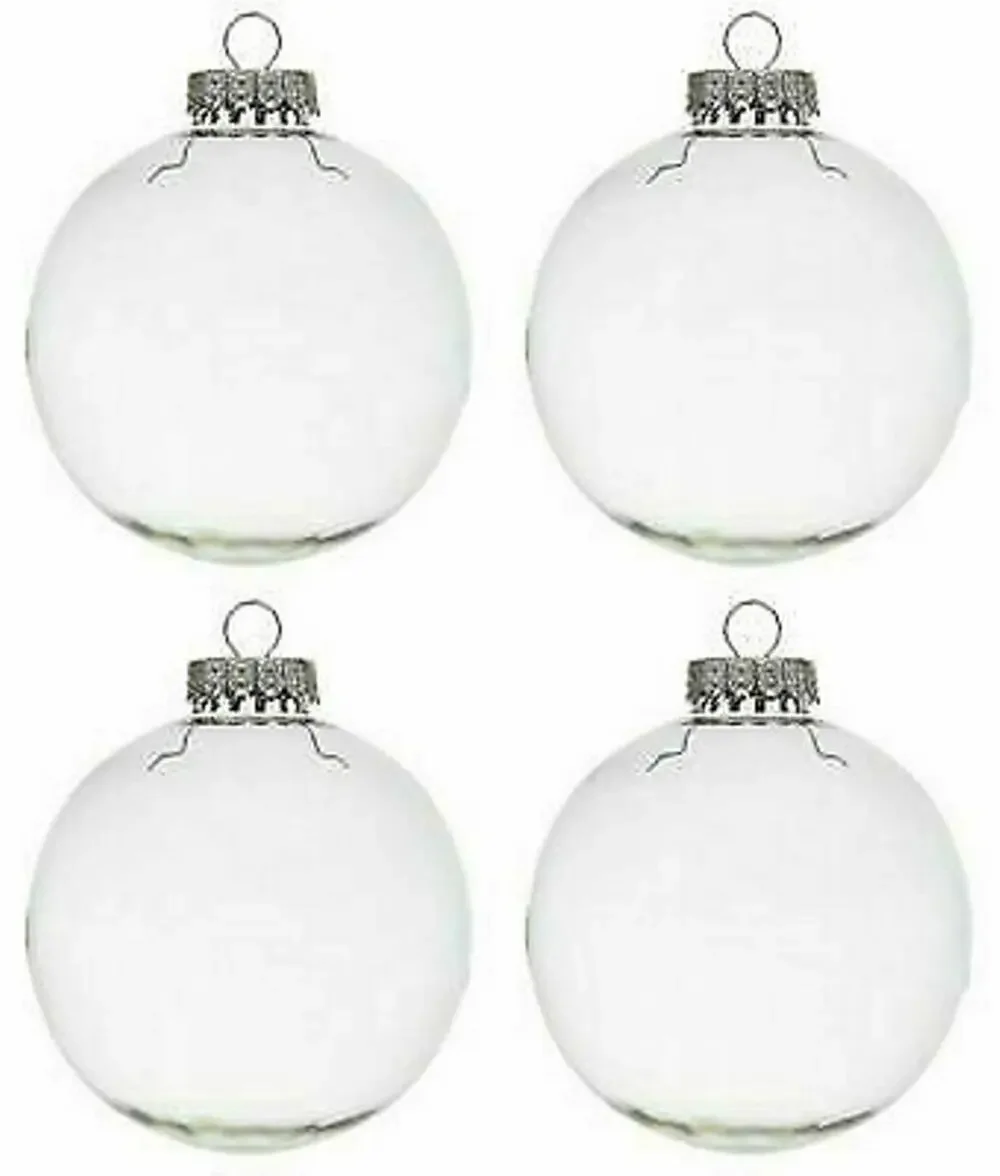4 DIY Christmas Wedding Crafters Party Ornaments Clear Fillable Paintable 60mm